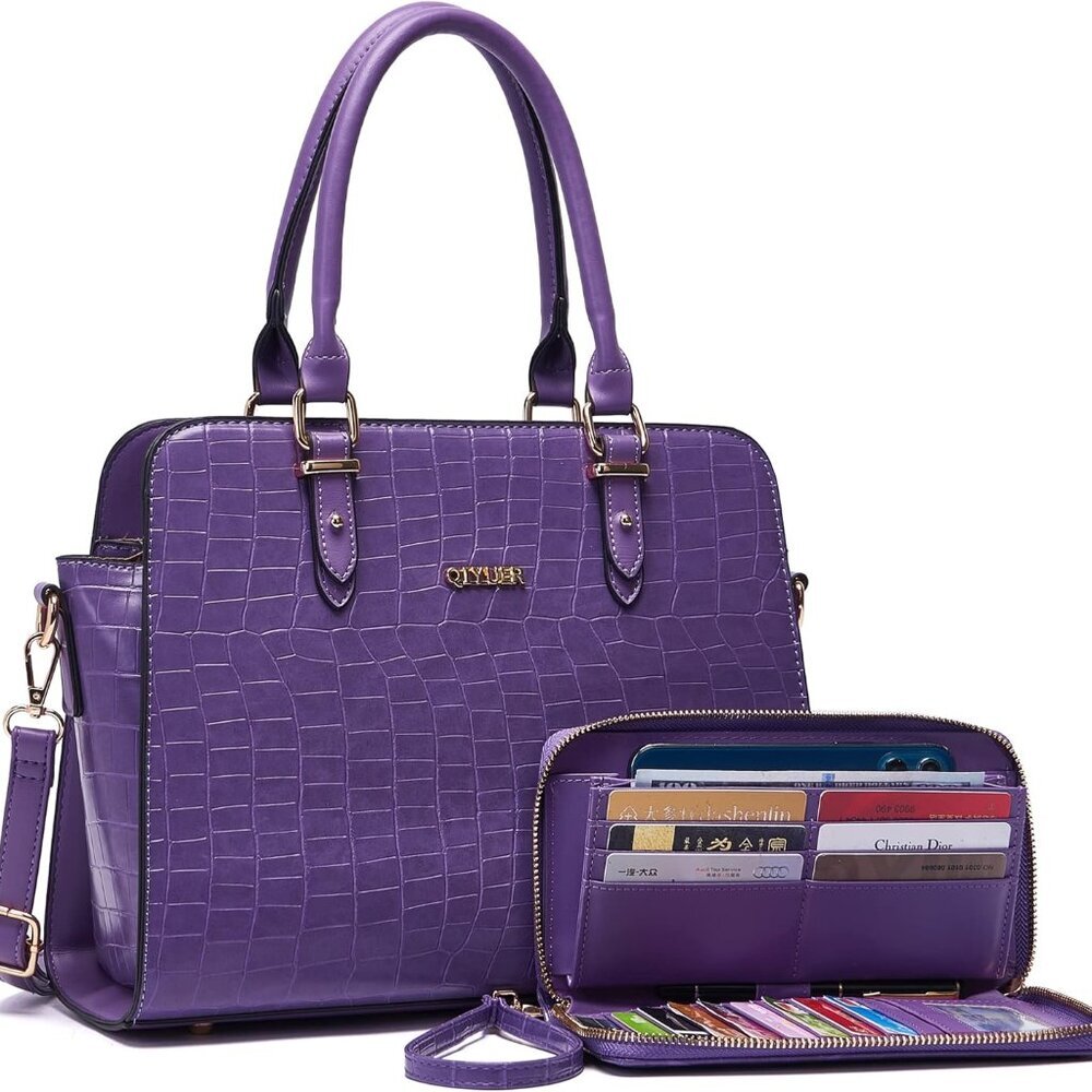 Satchel Purses For Women Top Handle Bag Purse And Wallet Set Work Tote Bags 2pcs